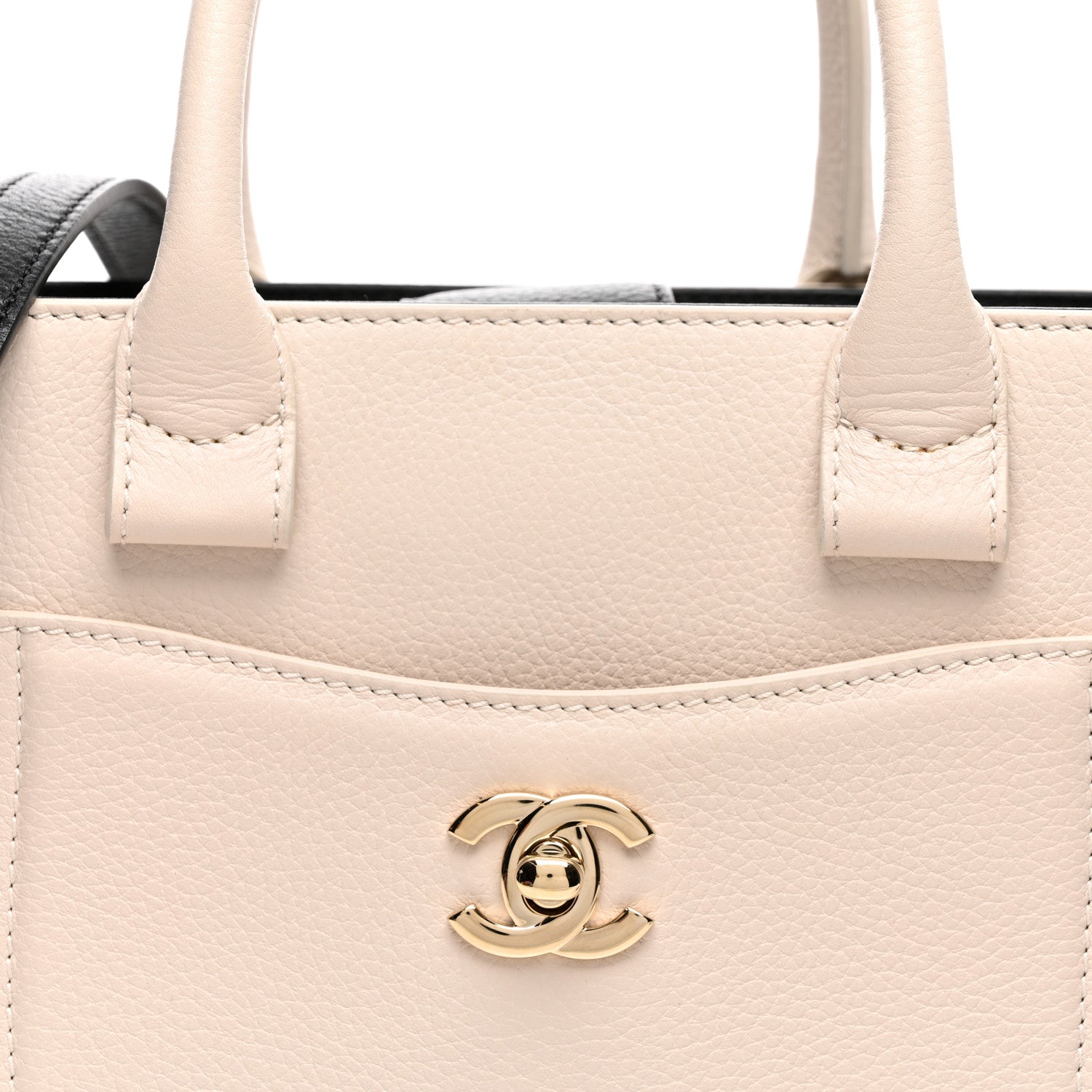 Chanel Grained Calfskin Mini Bi-Color Neo Executive Shopper Tote Beige Black 8 of 10