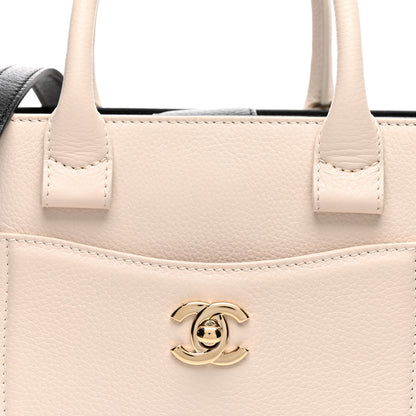 Chanel Grained Calfskin Mini Bi-Color Neo Executive Shopper Tote Beige Black 8 of 10