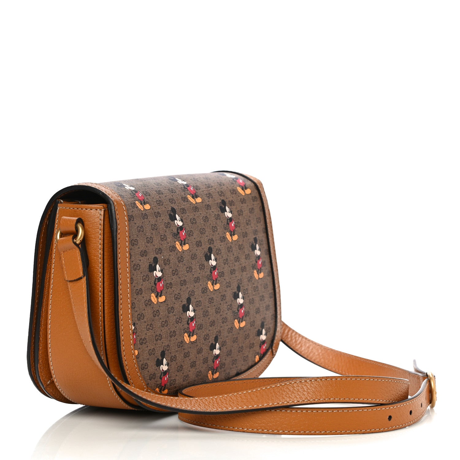 Gucci X DISNEY Mini Vintage GG Supreme Monogram Mickey Mouse Small Flap Messenger Bag Beige Vintage Sun Oil 3 of 10
