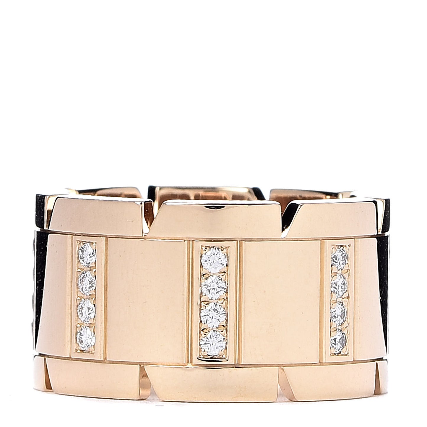 18K Yellow Gold Diamond 11mm Tank Francaise Ring 51 5.75