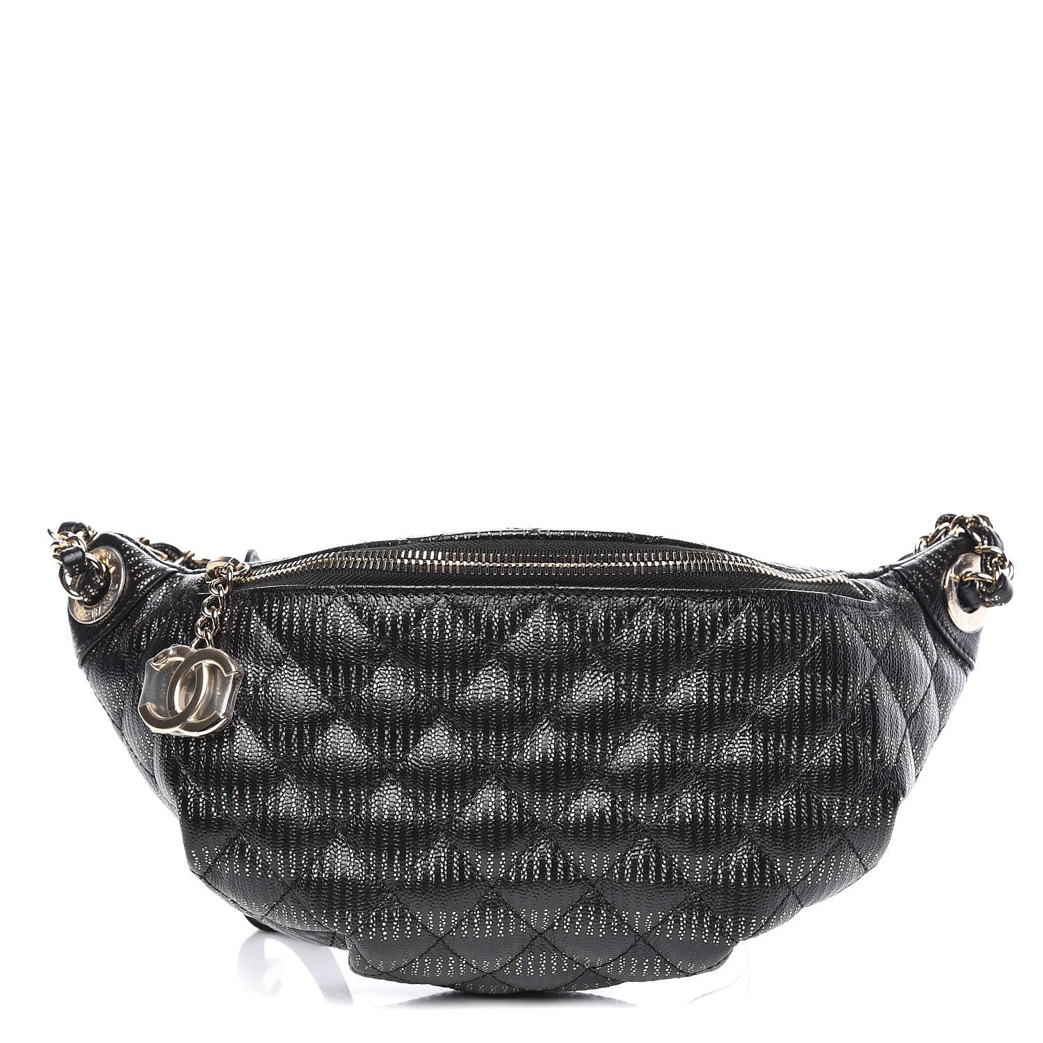 Chanel Caviar Quilted Waist Bag Black Gold 1 of 10