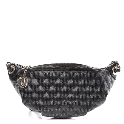 Chanel Caviar Quilted Waist Bag Black Gold 1 of 10