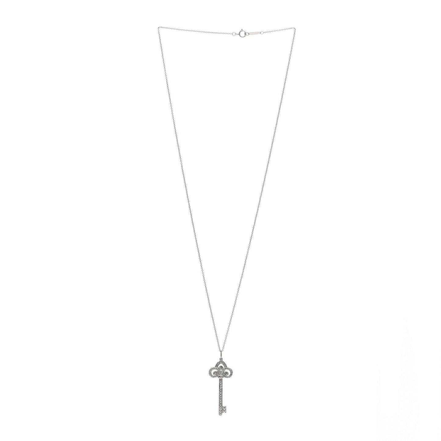 Platinum Diamond .41ct Fleur De Lis Key Pendant Necklace