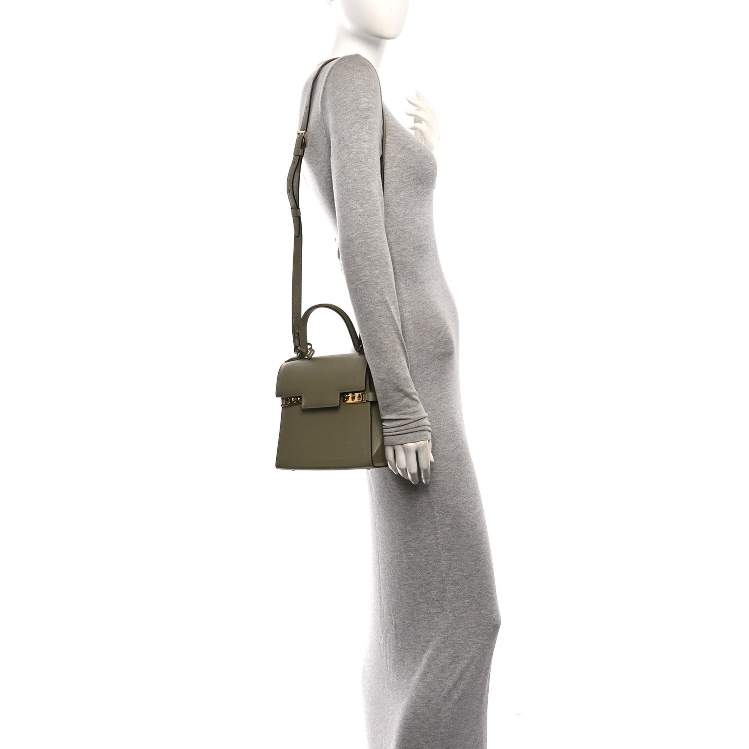 Delvaux Alpina Calfskin PM Tempete Satchel Argile 2 of 12