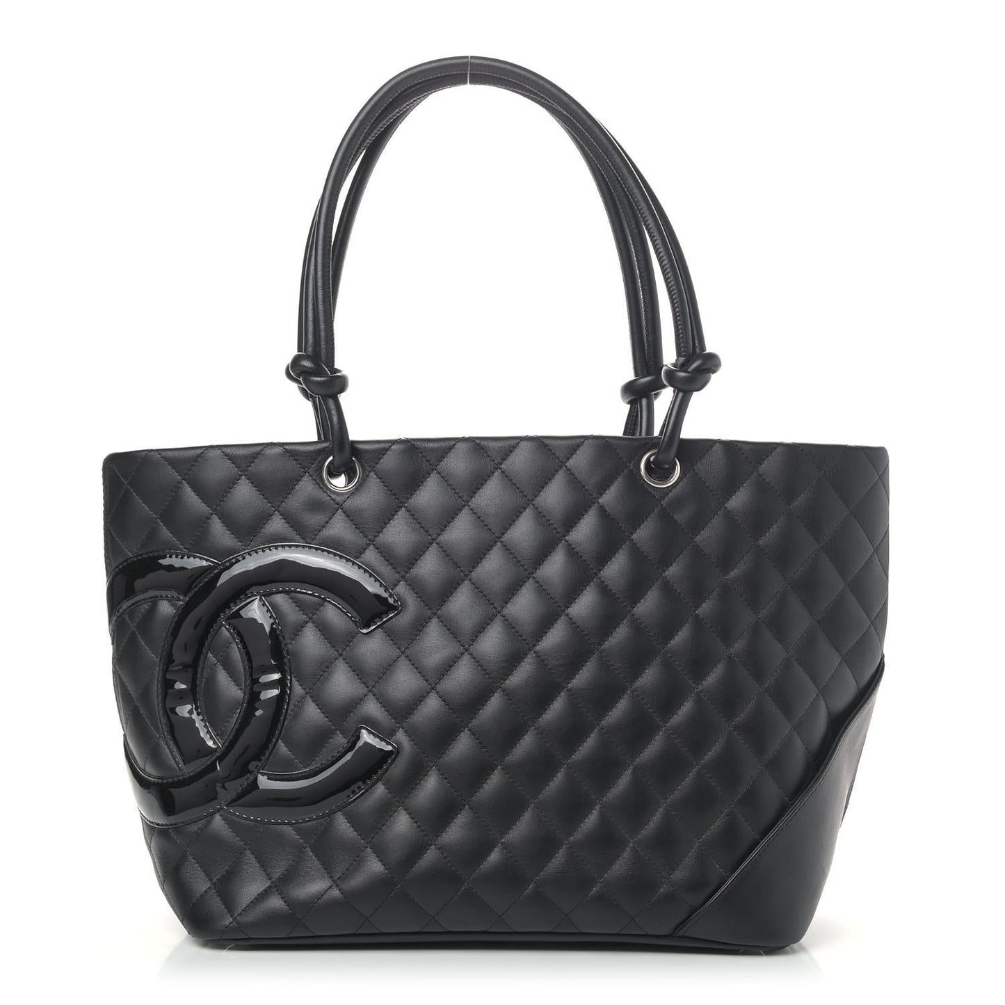 Calfskin Quilted Large Cambon Tote Black