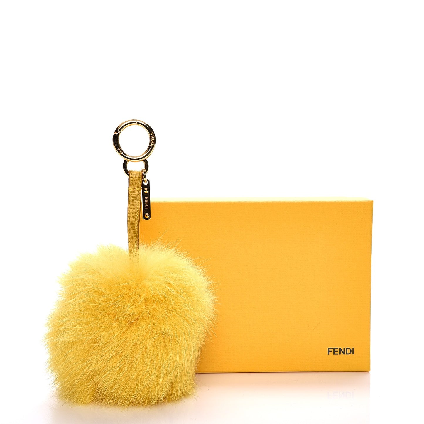 Fox Fur Pom Pom Bag Charm Yellow