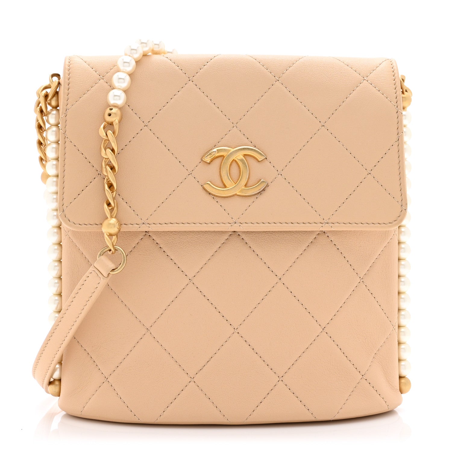 Chanel Calfskin Quilted Pearl Small Hobo Bag Beige 1 of 10