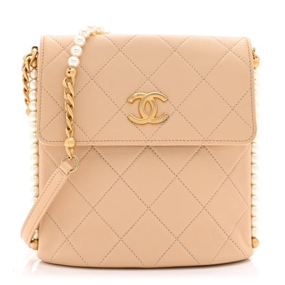 Chanel Calfskin Quilted Pearl Small Hobo Bag Beige 1 of 10