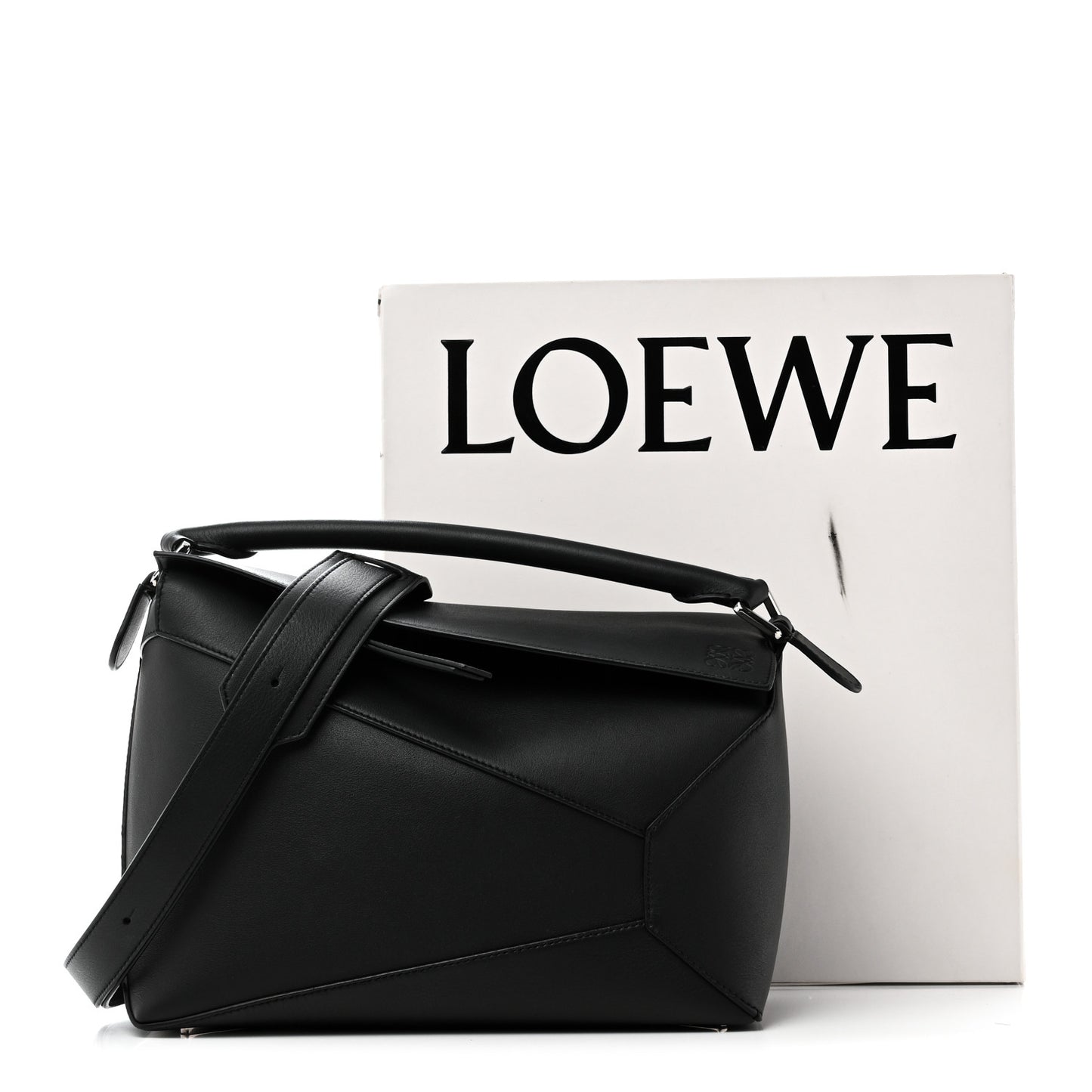 Calfskin Medium Puzzle Edge Bag Black
