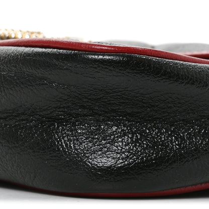 Gucci Vintage Effect Calfskin Matelasse Diagonal Super Mini Torchon GG Marmont Shoulder Bag Black Romantic Cherry 10 of 10