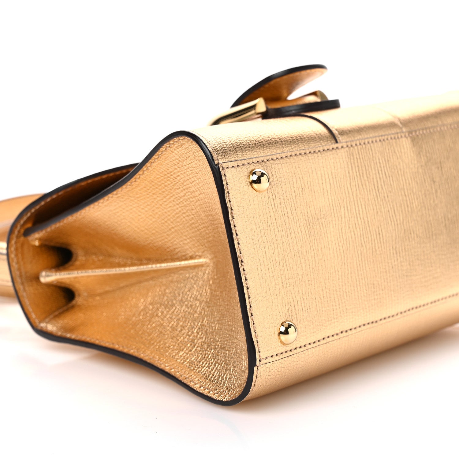Delvaux Metallic Goatskin Mini Brillant Satchel  Gold 9 of 10