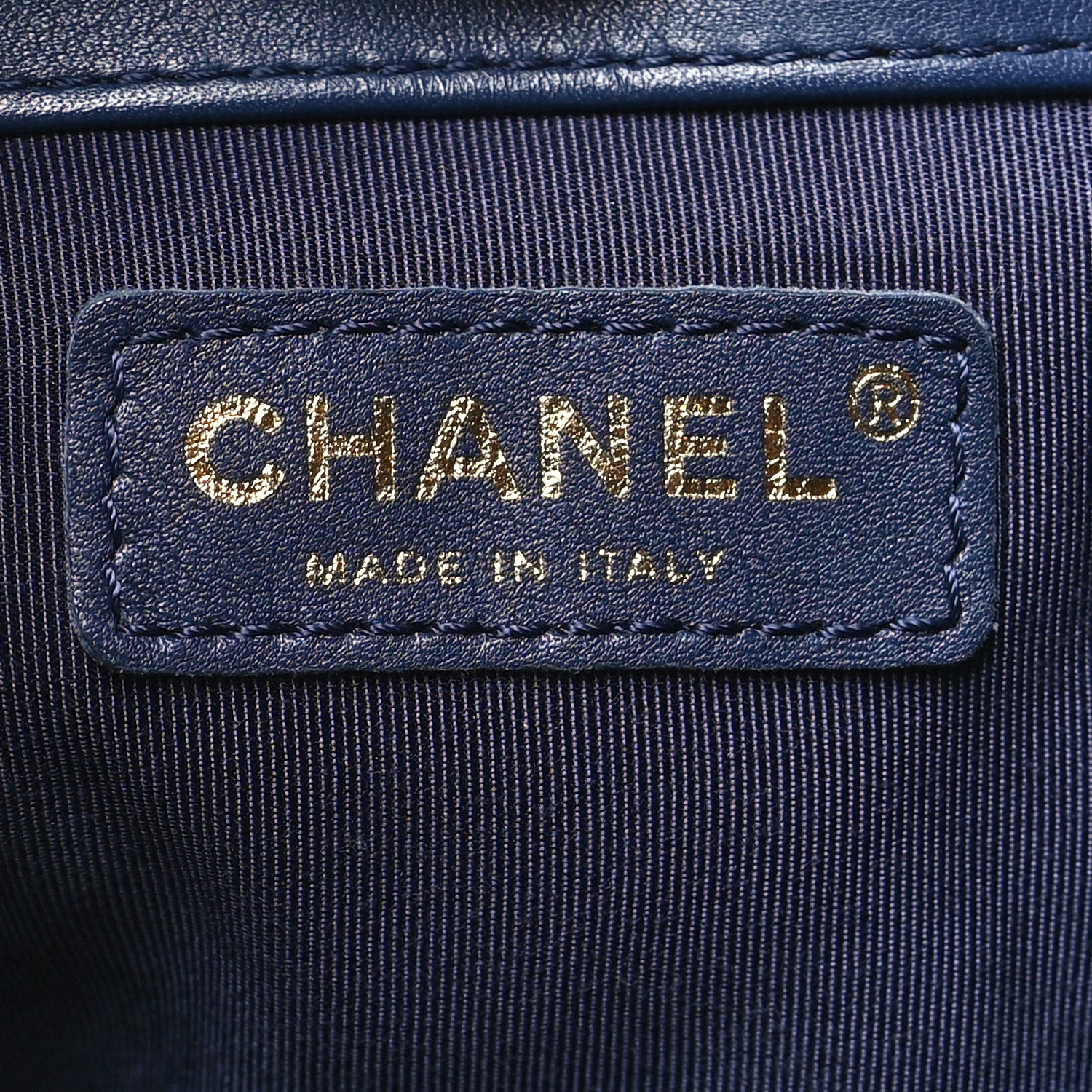 Chanel Lambskin Quilted Chain Drawstring Bag Navy Blue 6 of 10
