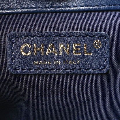 Chanel Lambskin Quilted Chain Drawstring Bag Navy Blue 6 of 10