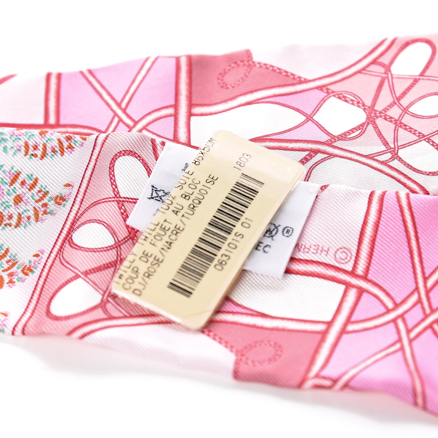 Hermes Silk Coup De Fouet Au Bloc Twilly Rose Nacre Turquoise 3 of 4