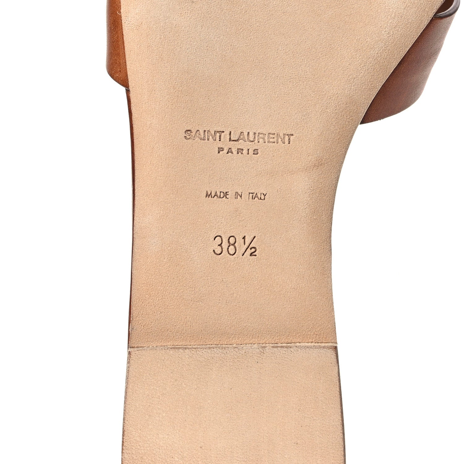 Saint Laurent Calfskin Tribute 05 Slide Sandals 38.5 Amber 8 of 13