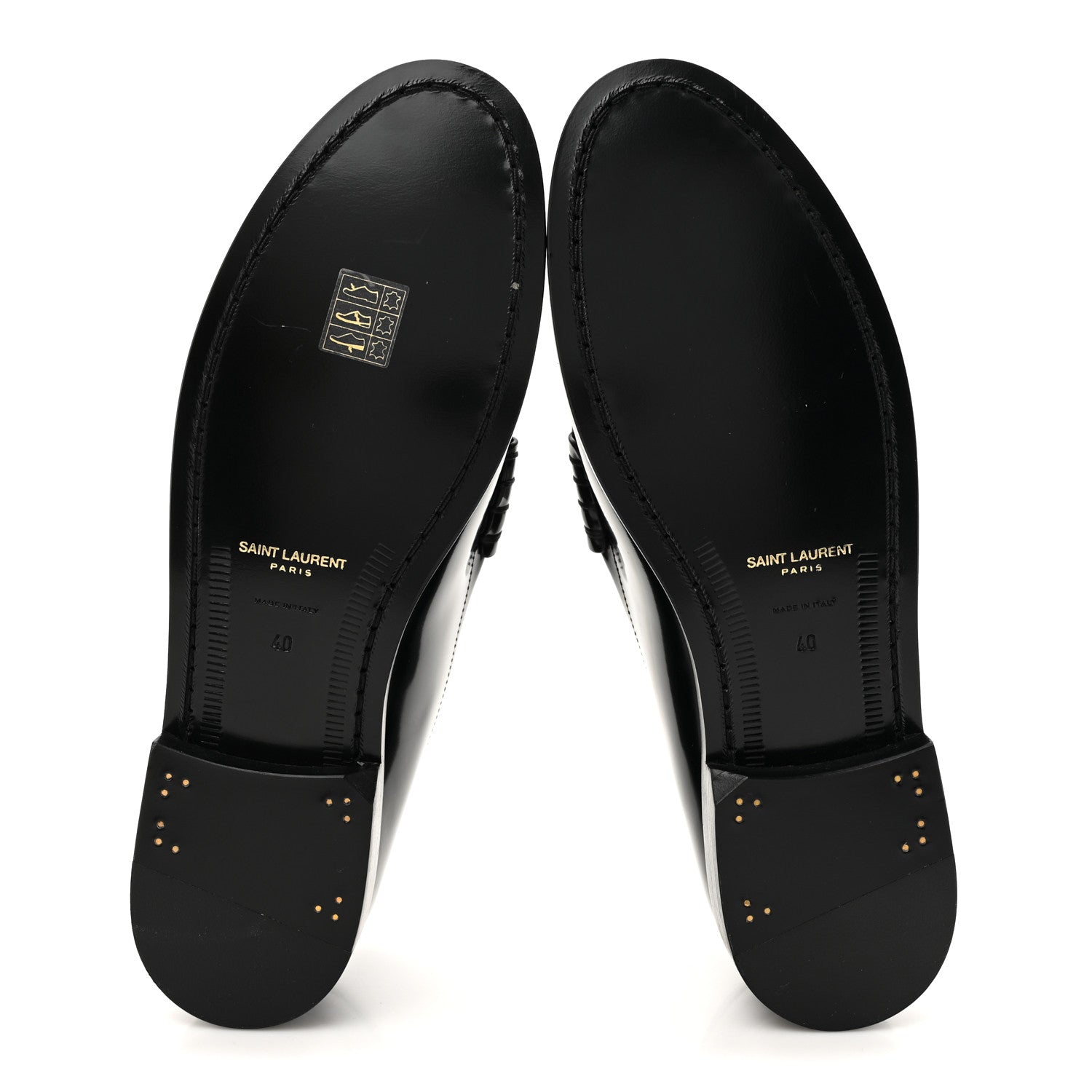 Saint Laurent Glazed Calfskin Le Loafer 15 Penny Slippers 40 Black 6 of 10