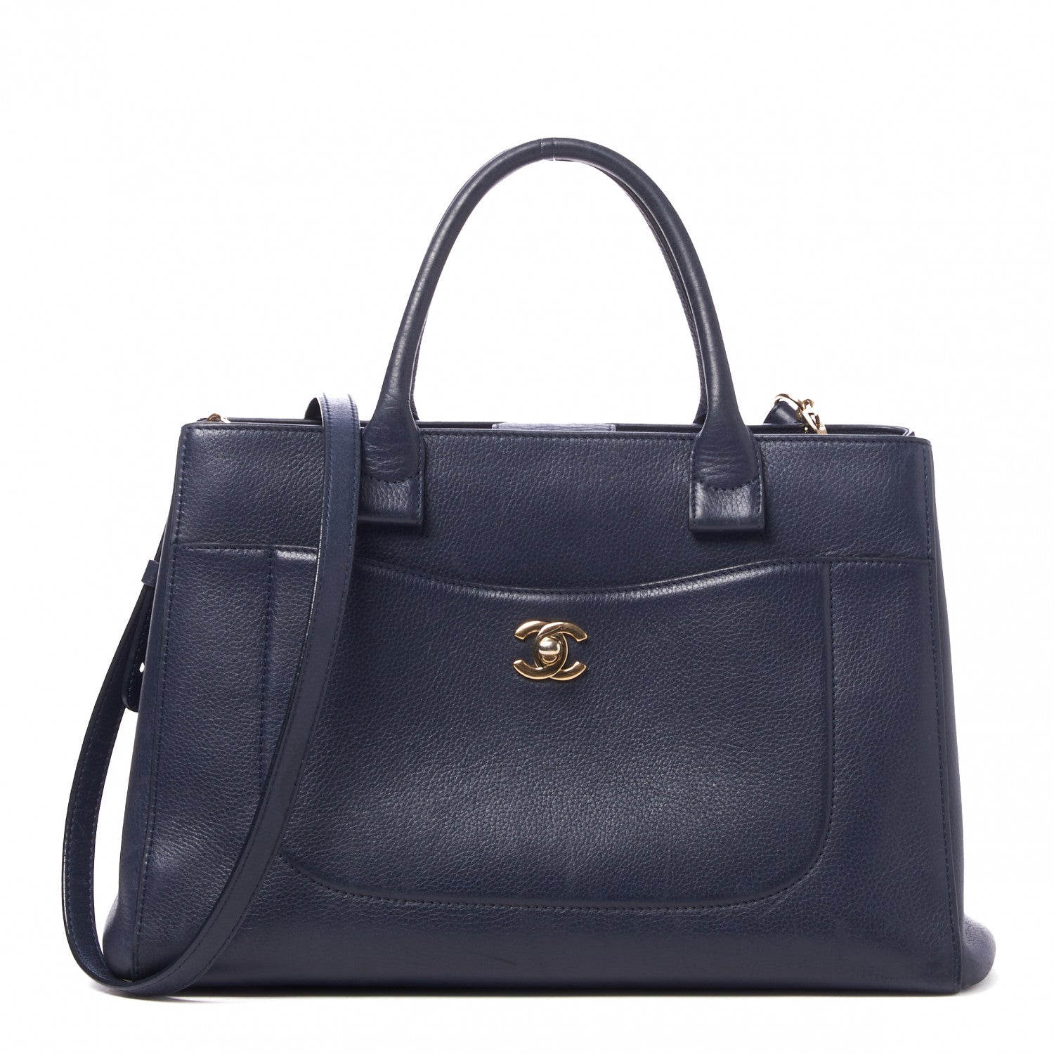 Chanel Grained Calfskin Small Neo Executive Shopper Tote Navy 1 of 9