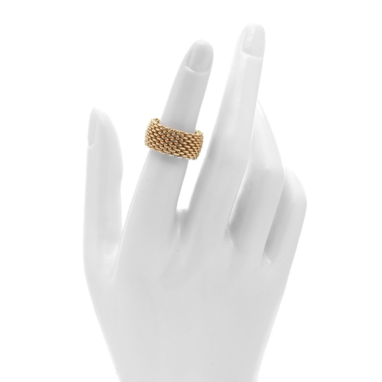 18K Yellow Gold Wide Somerset Mesh Ring 50 5.25