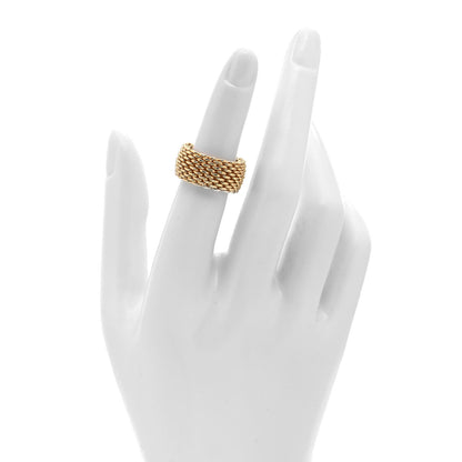 Tiffany 18K Yellow Gold Wide Somerset Mesh Ring 50 5.25 2 of 4
