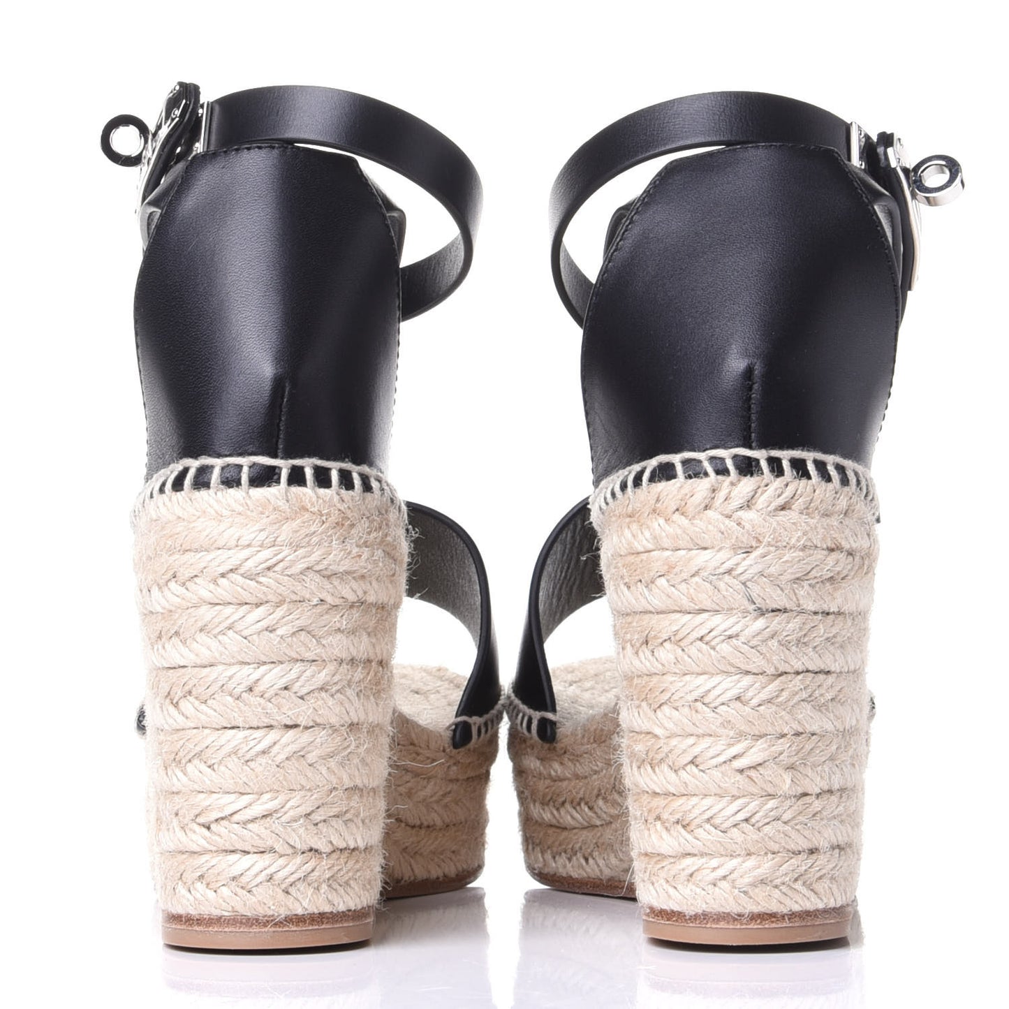 Calfskin Tipoli Espadrille Wedges 39 Black