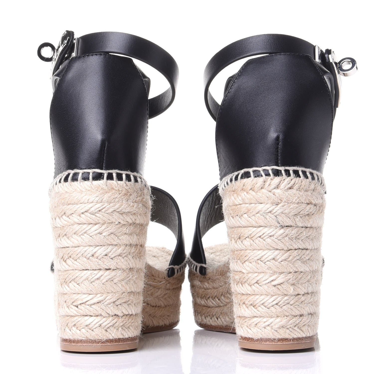 Hermes Calfskin Tipoli Espadrille Wedges 39 Black 6 of 10