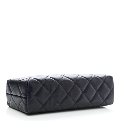 Chanel Lambskin Quilted Cosmetic Case Navy Blue 4 of 8