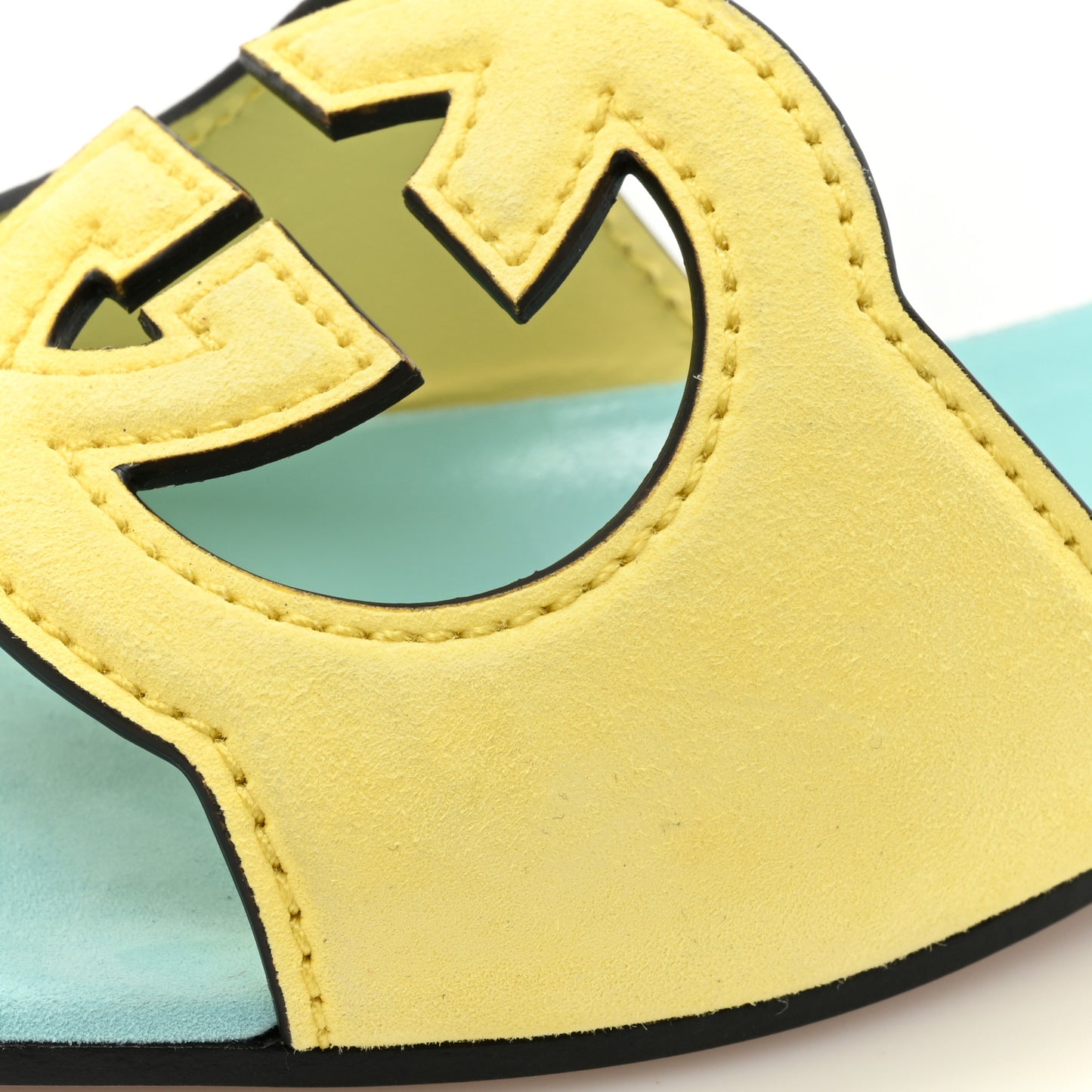 Kid Scamosciato Interlocking G Cut Out Slide Sandals 38.5 Banana