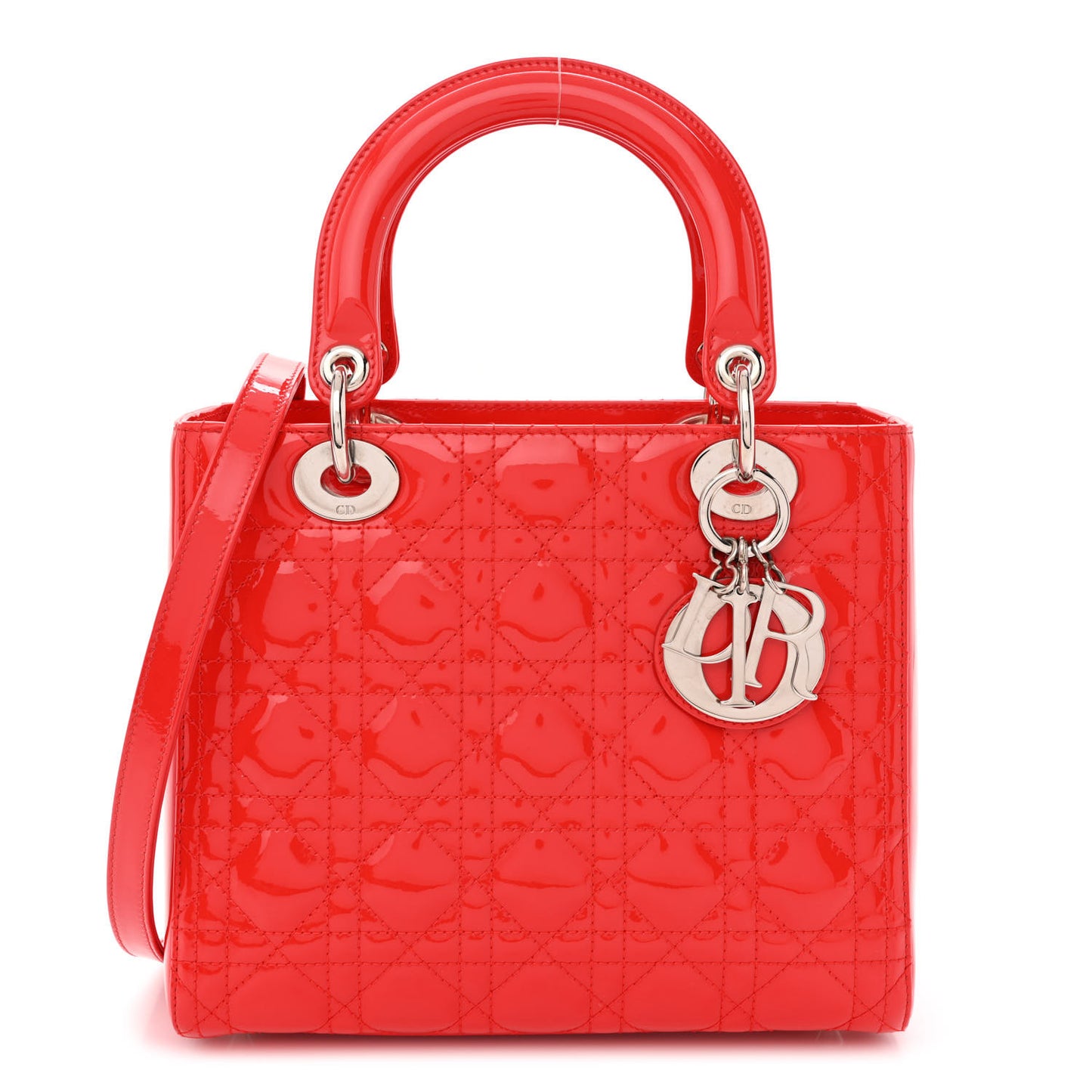 Patent Cannage Medium Lady Dior Red