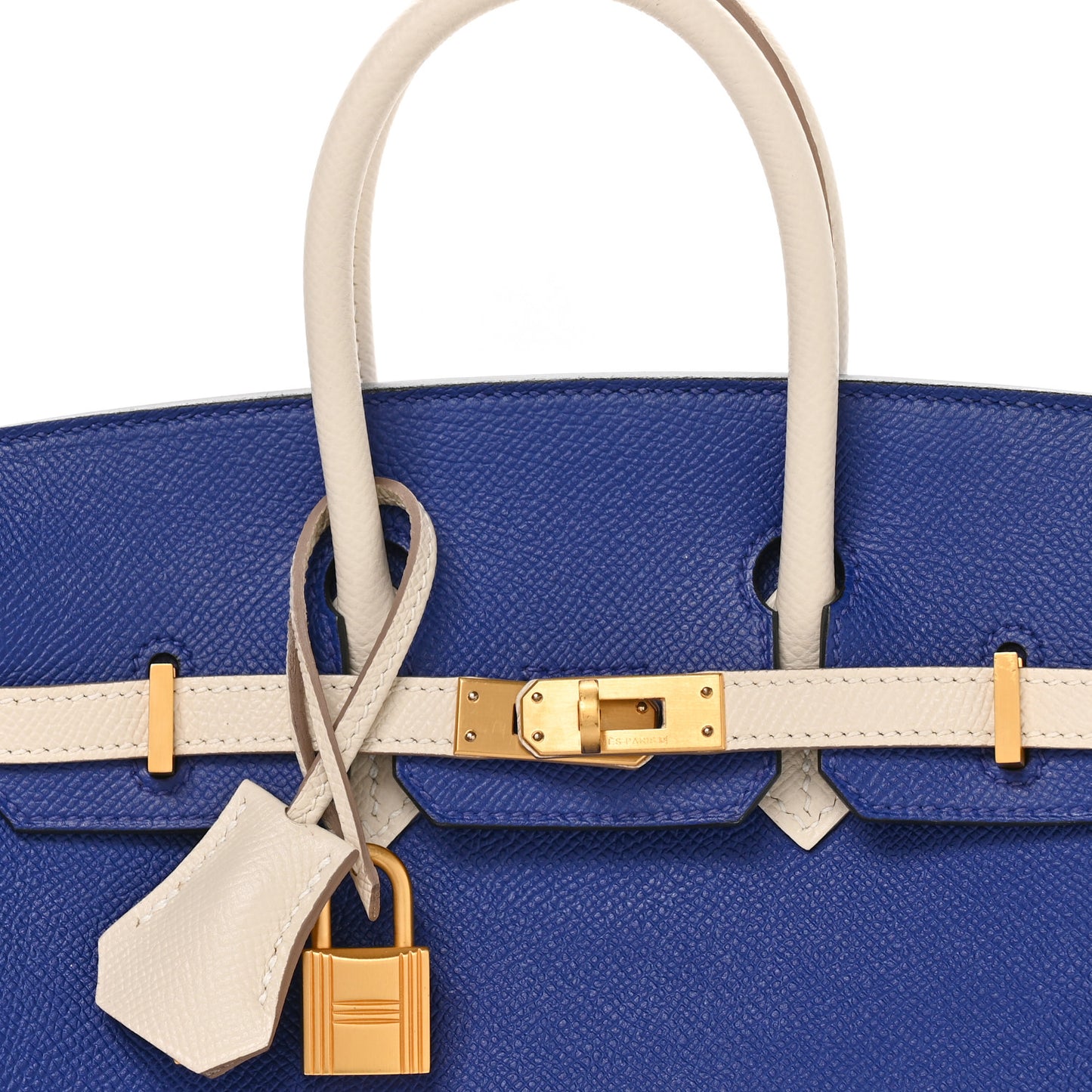 Epsom Horseshoe Birkin 25 Bleu Electrique Craie