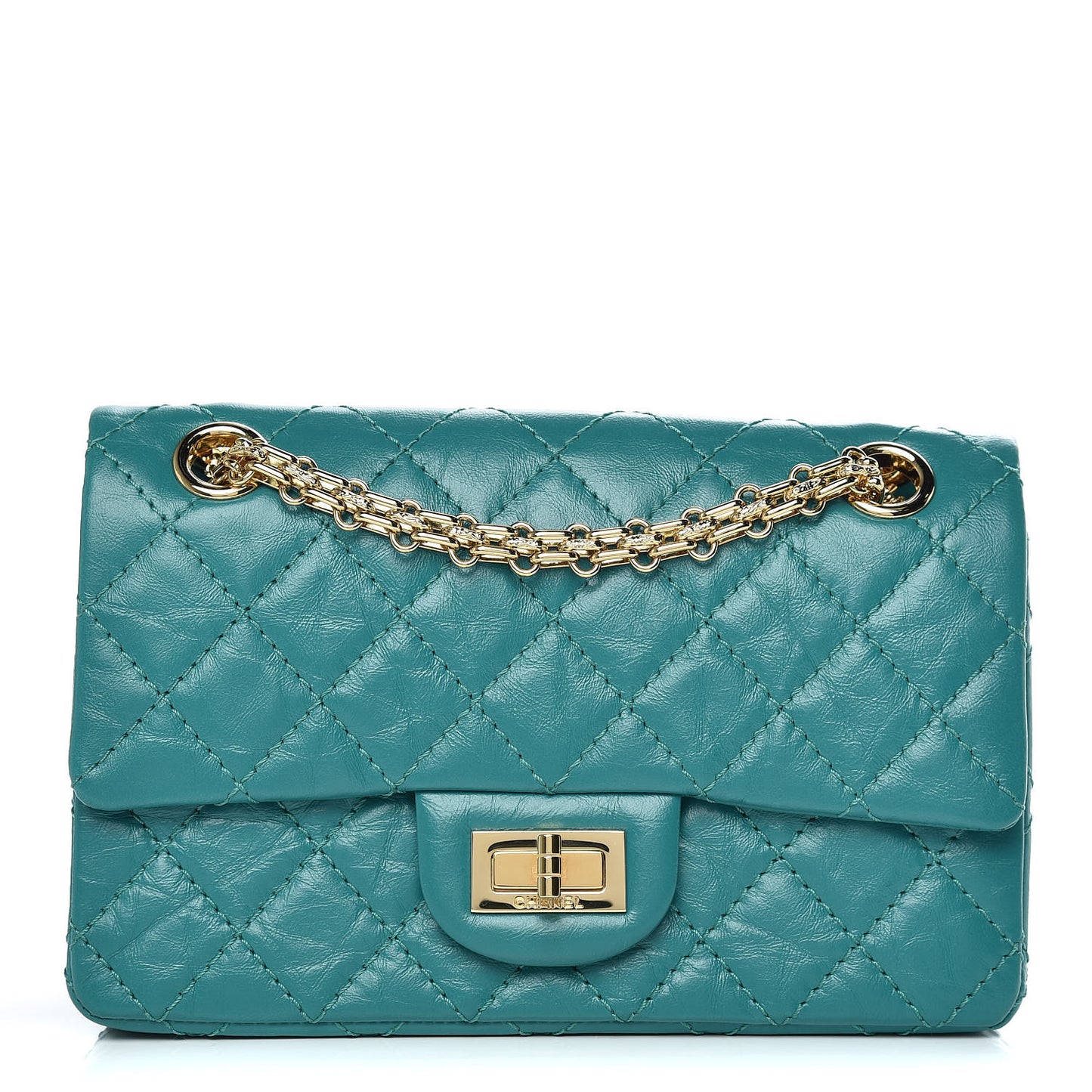 Aged Calfskin Quilted 2.55 Reissue Mini Flap Green
