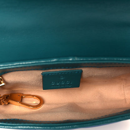 Gucci Azalea Calfskin Enamel Matelasse Diagonal Super Mini Torchon GG Marmont Shoulder Bag Imperial Blue Pavone 5 of 11