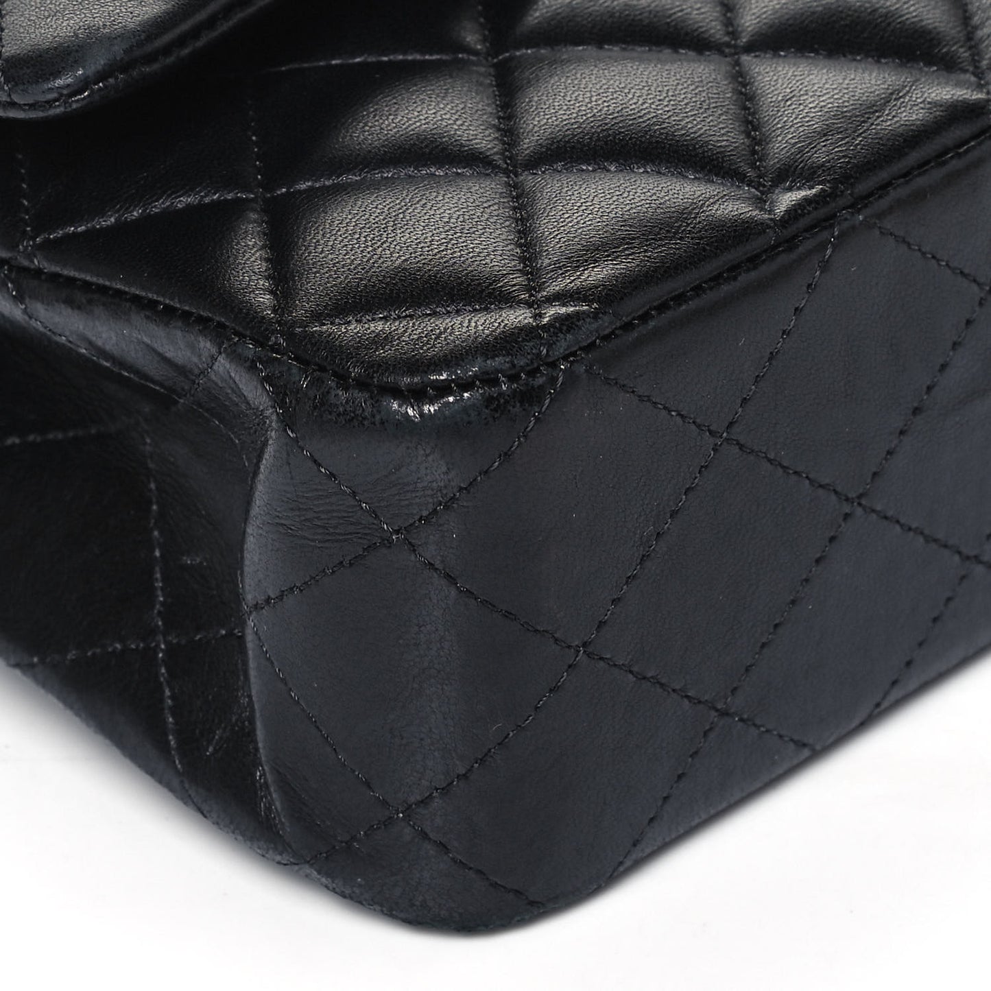 Lambskin Quilted Medium Double Flap Black