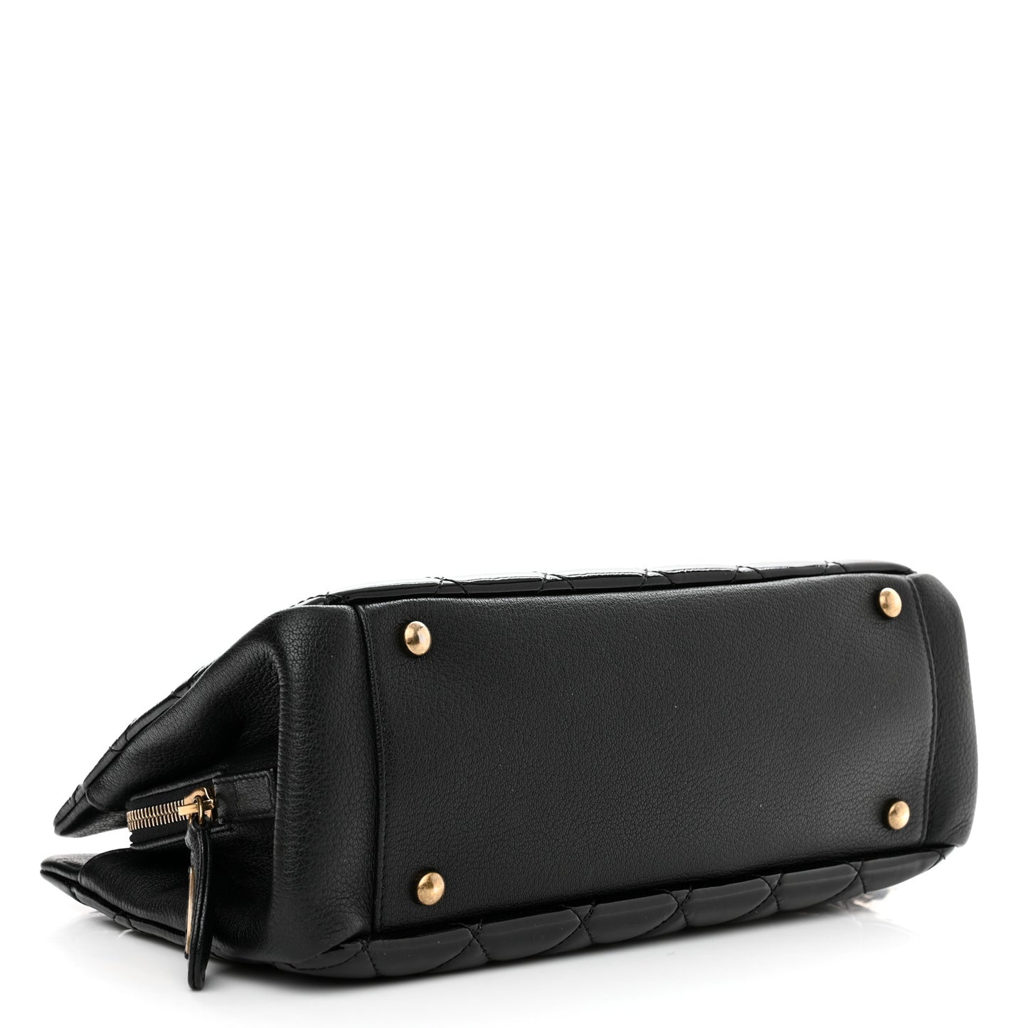 Patent Goatskin Quilted Small CC Eyelet Tote Black