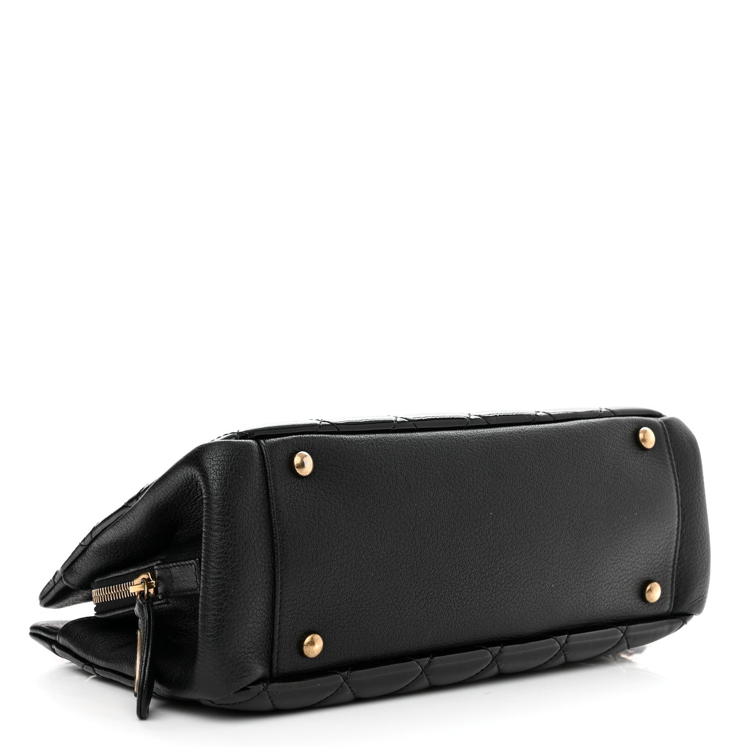 Chanel Patent Goatskin Quilted Small CC Eyelet Tote Black 3 of 9