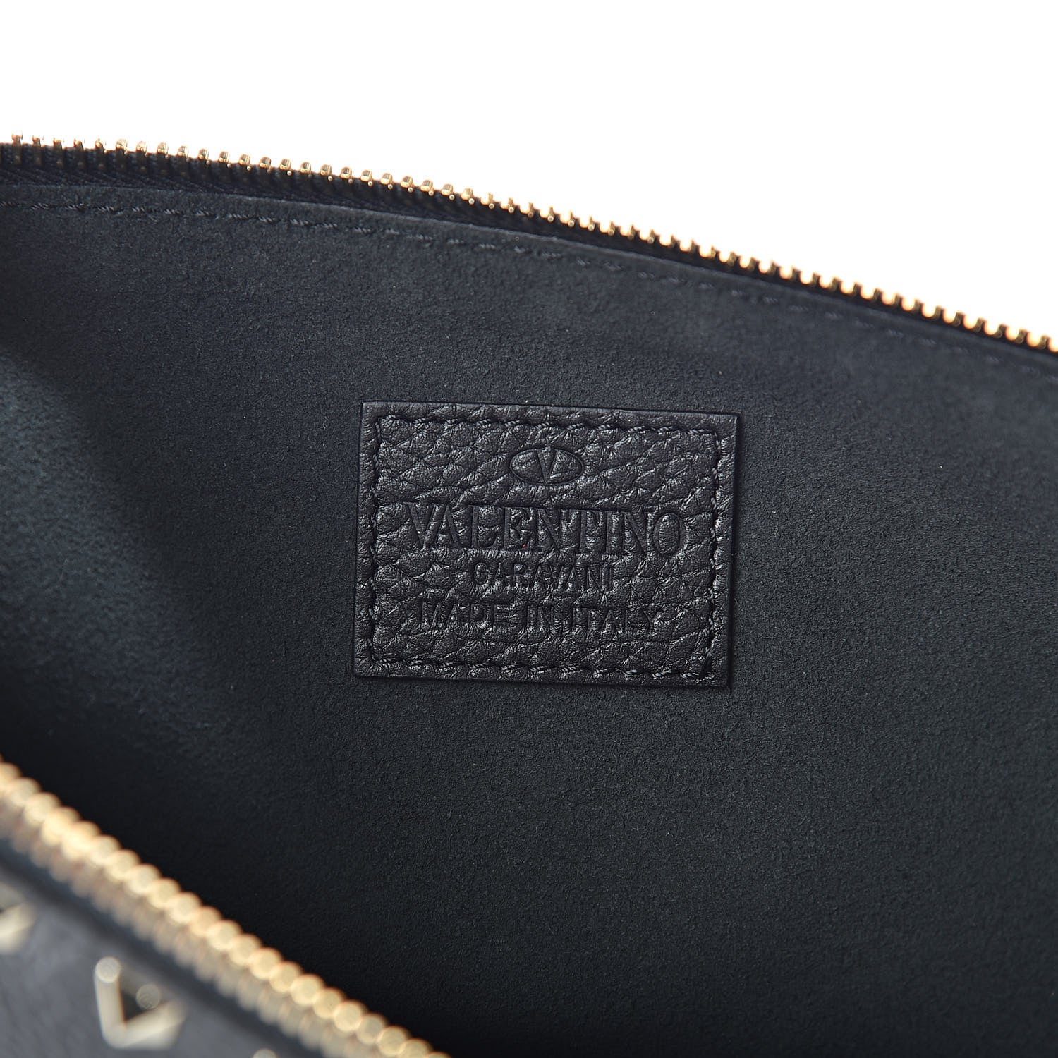Valentino Garavani Pebbled Calfskin Large Rockstud Zip Pouch Black 6 of 7