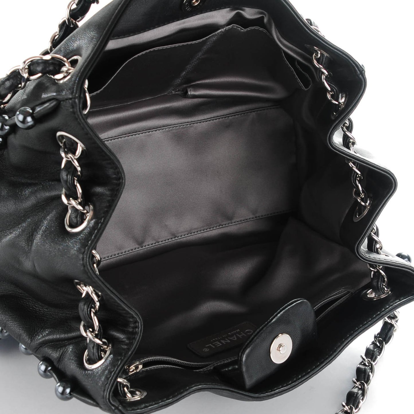 Lambskin Pearl Obsession Tote Black
