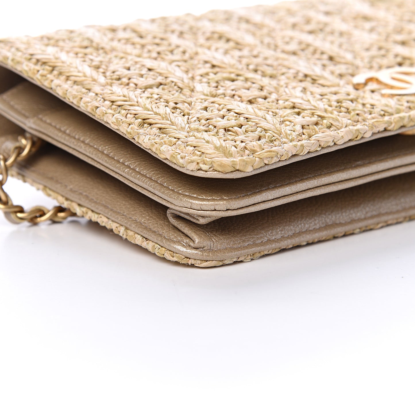 Woven Straw Braided Ancient Greek Wallet On Chain WOC Beige