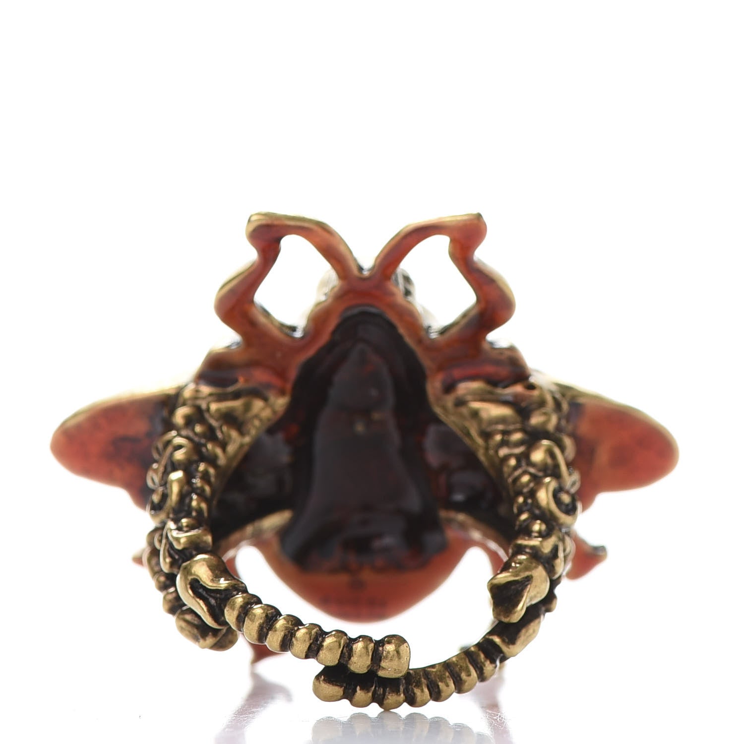 Gucci Metal Enamel Bee Ring 7.5 Aged Gold 4 of 5