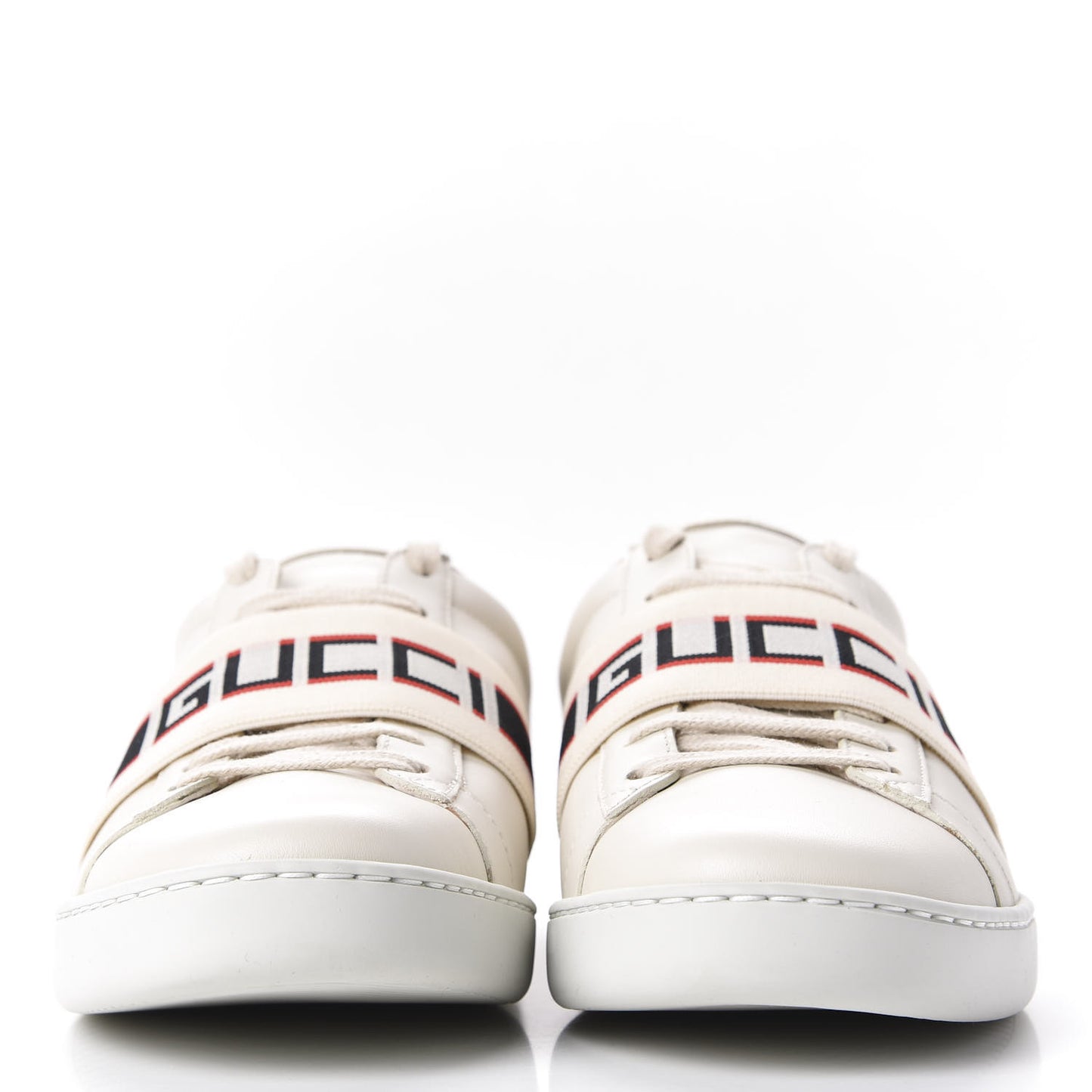 Calfskin Stripe Womens New Ace Sneakers 39 New Mystic White Ecru Red Flame