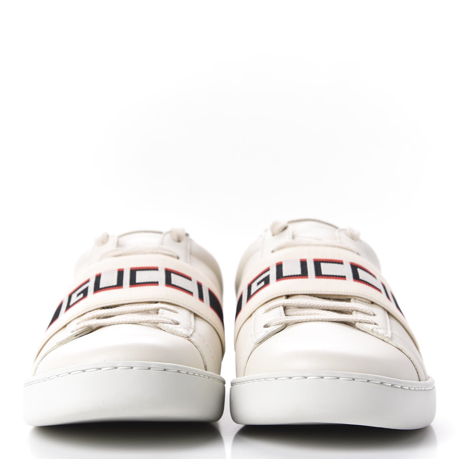 Gucci Calfskin Stripe Womens New Ace Sneakers 39 New Mystic White Ecru Red Flame 2 of 10