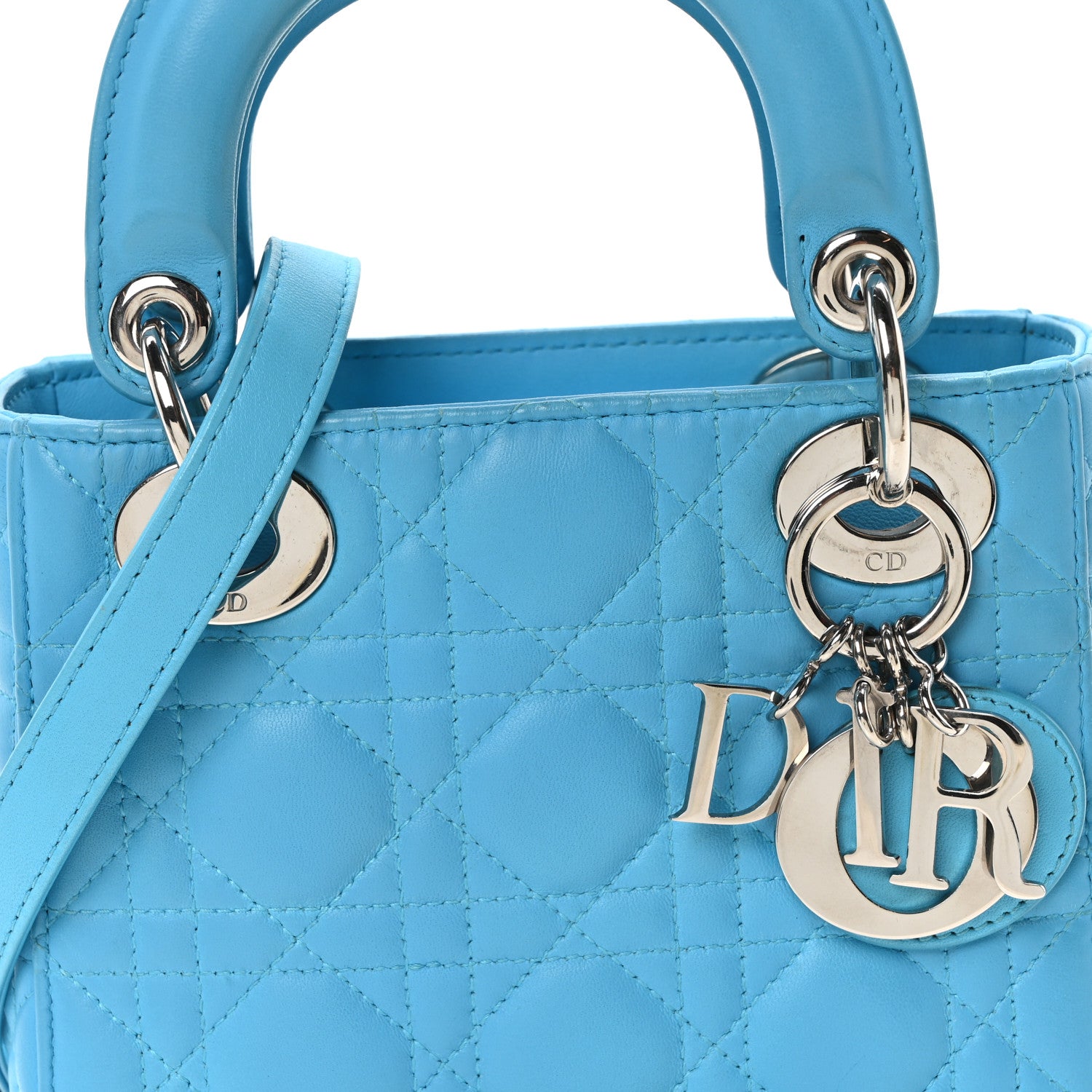 Christian Dior Lambskin Cannage Mini Lady Dior Blue 8 of 10