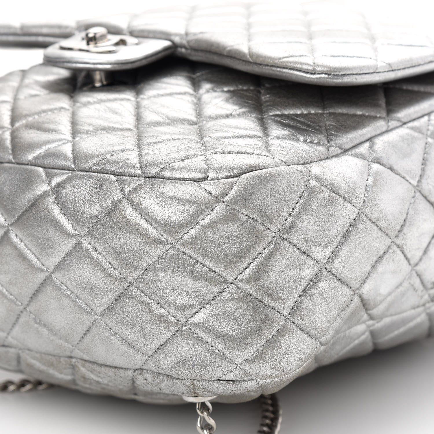 Chanel Metallic Lambskin Quilted Large In Seoul Backpack Silver 8 of 10
