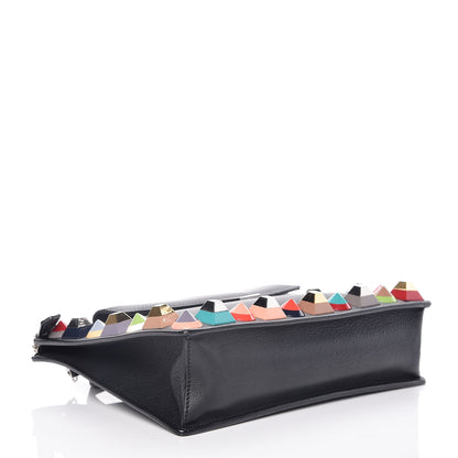 Fendi Vitello Dolce Studded Mini 2Jours Pouch Black Multicolor 4 of 11