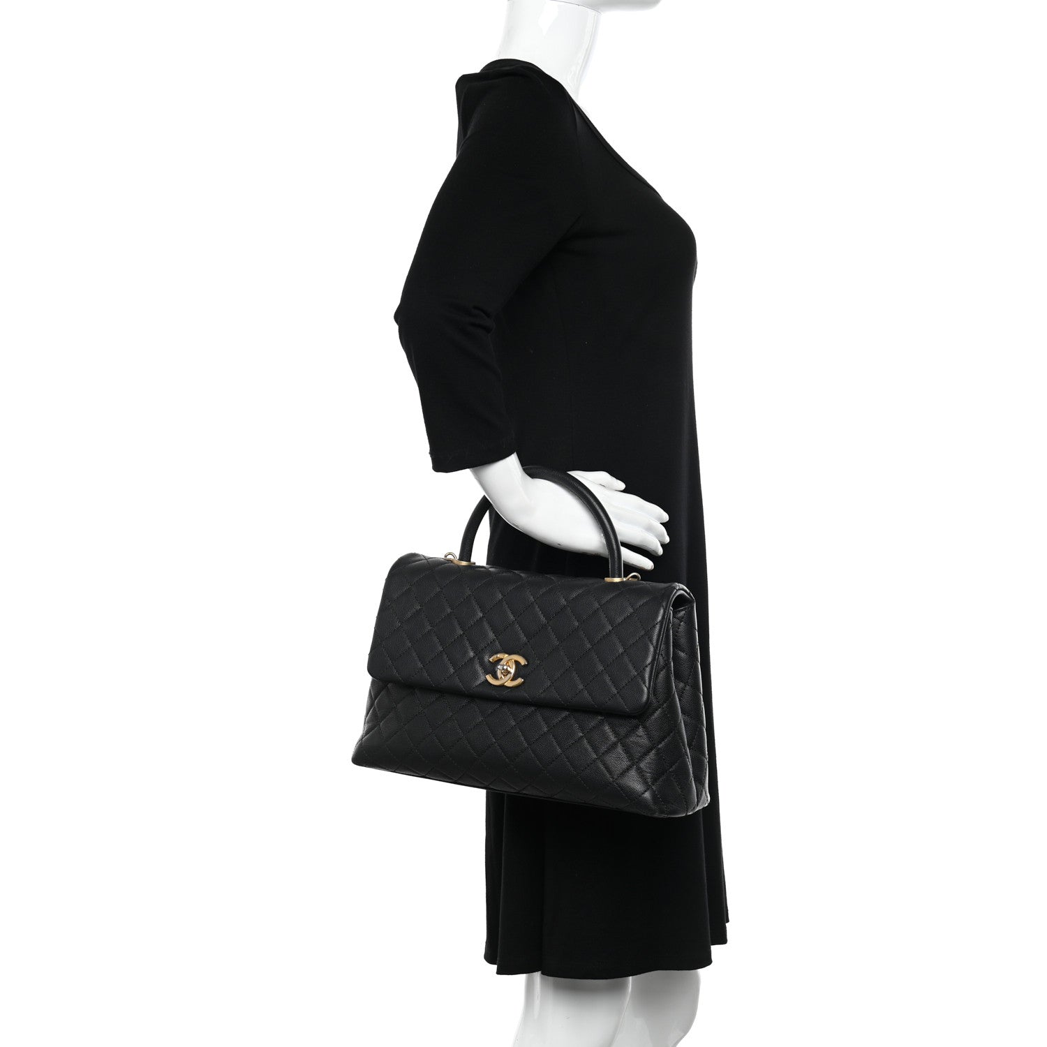 Chanel Caviar Quilted Medium Coco Handle Flap Black 2 of 10