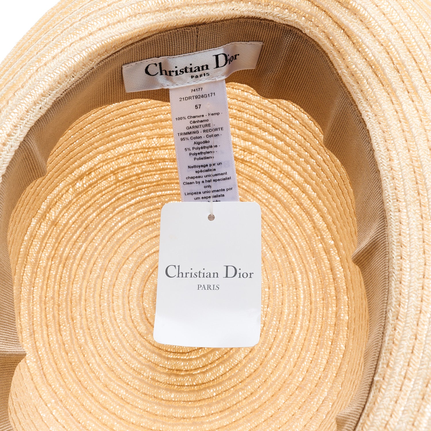 Christian Dior Straw Lage Dioresort Brim Hat 57 Beige 6 of 6