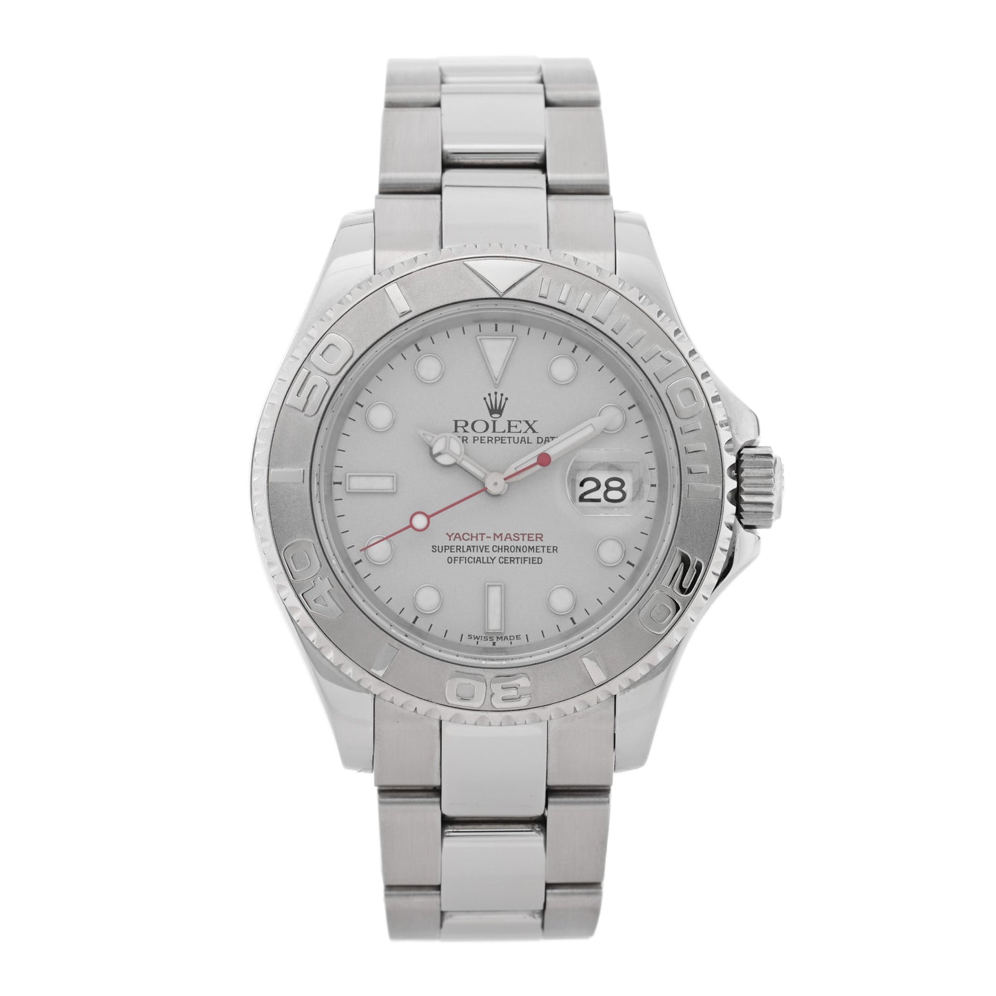 Stainless Steel Platinum 40mm Oyster Perpetual Date Yacht-Master Watch Silver 16622