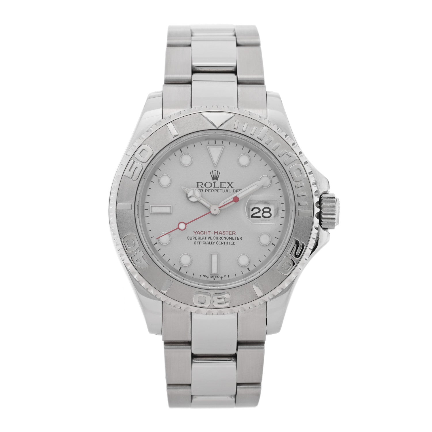 Rolex Stainless Steel Platinum 40mm Oyster Perpetual Date Yacht-Master Watch Silver 16622 1 of 4
