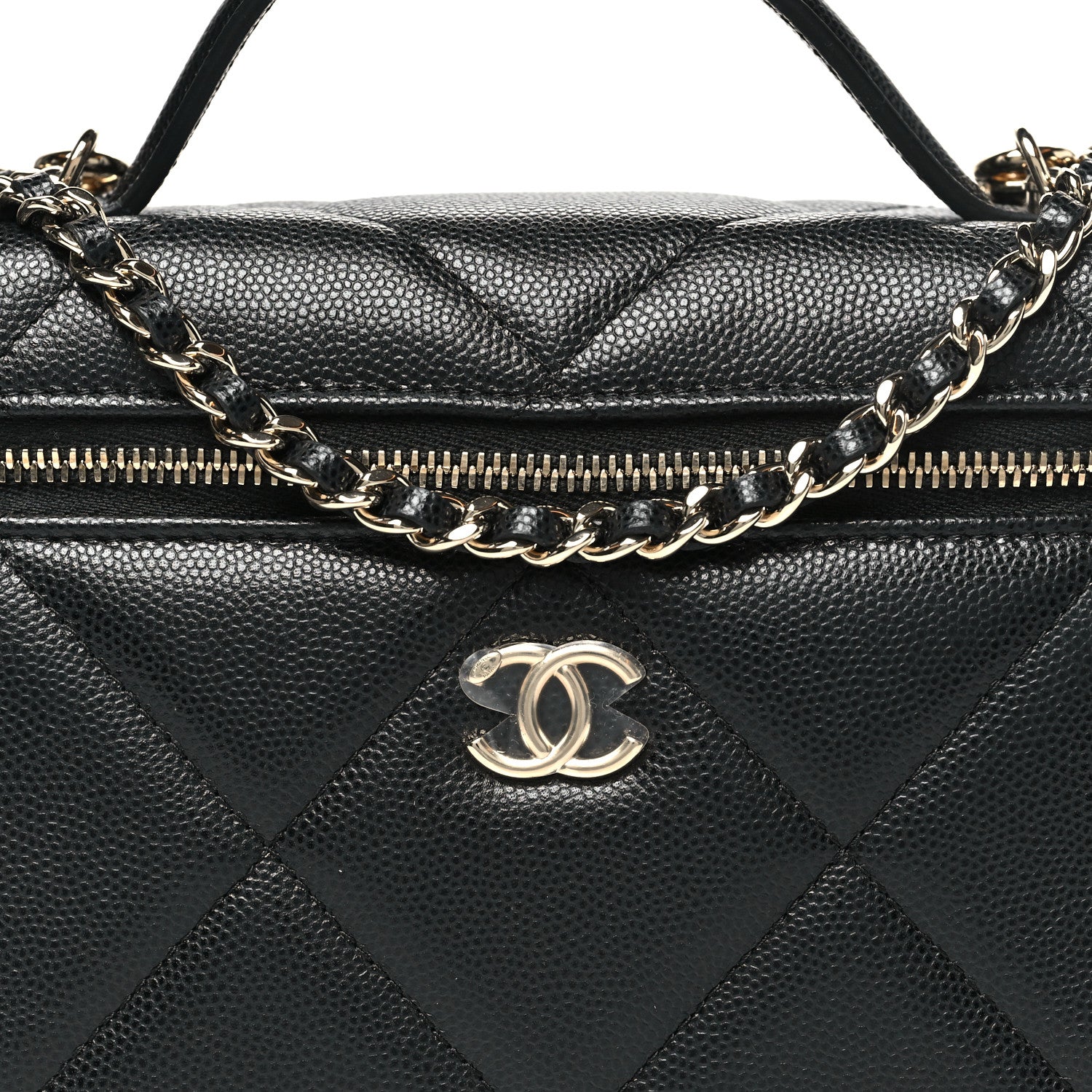 Chanel Caviar Quilted Top Handle Slim Vanity With Chain Black 8 of 11