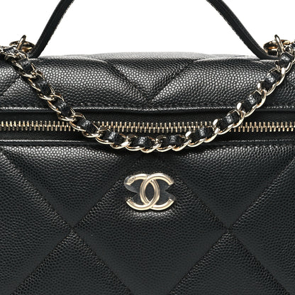 Chanel Caviar Quilted Top Handle Slim Vanity With Chain Black 8 of 11
