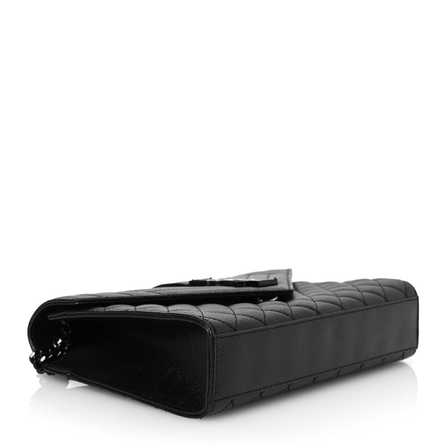 Grain De Poudre Textured Mixed Matelasse Triquilt Medium Monogram Monochrome Satchel Black